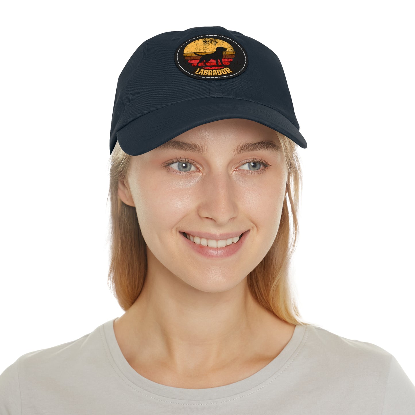 Labrador sunset, Dad Hat with Leather Patch (Round)