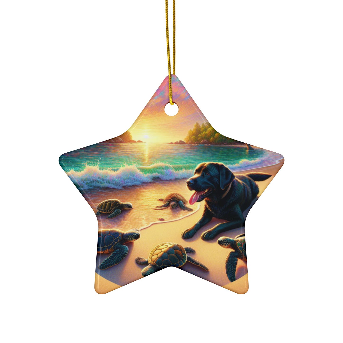 Labrador Christmas, Ceramic Ornaments, 2-Side Print, (1pc, 3pcs, 5pcs, 10pcs)