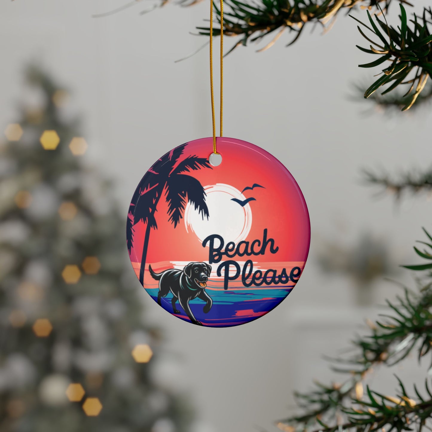 Beach Please, Ceramic Ornaments, 2-Side Print, (1pc, 3pcs, 5pcs, 10pcs)