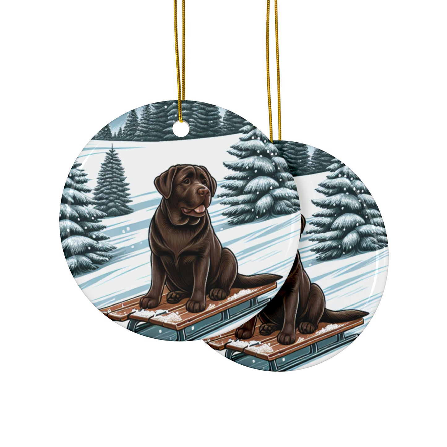 Labrador Christmas, Ceramic Ornaments, 2-Side Print, (1pc, 3pcs, 5pcs, 10pcs)