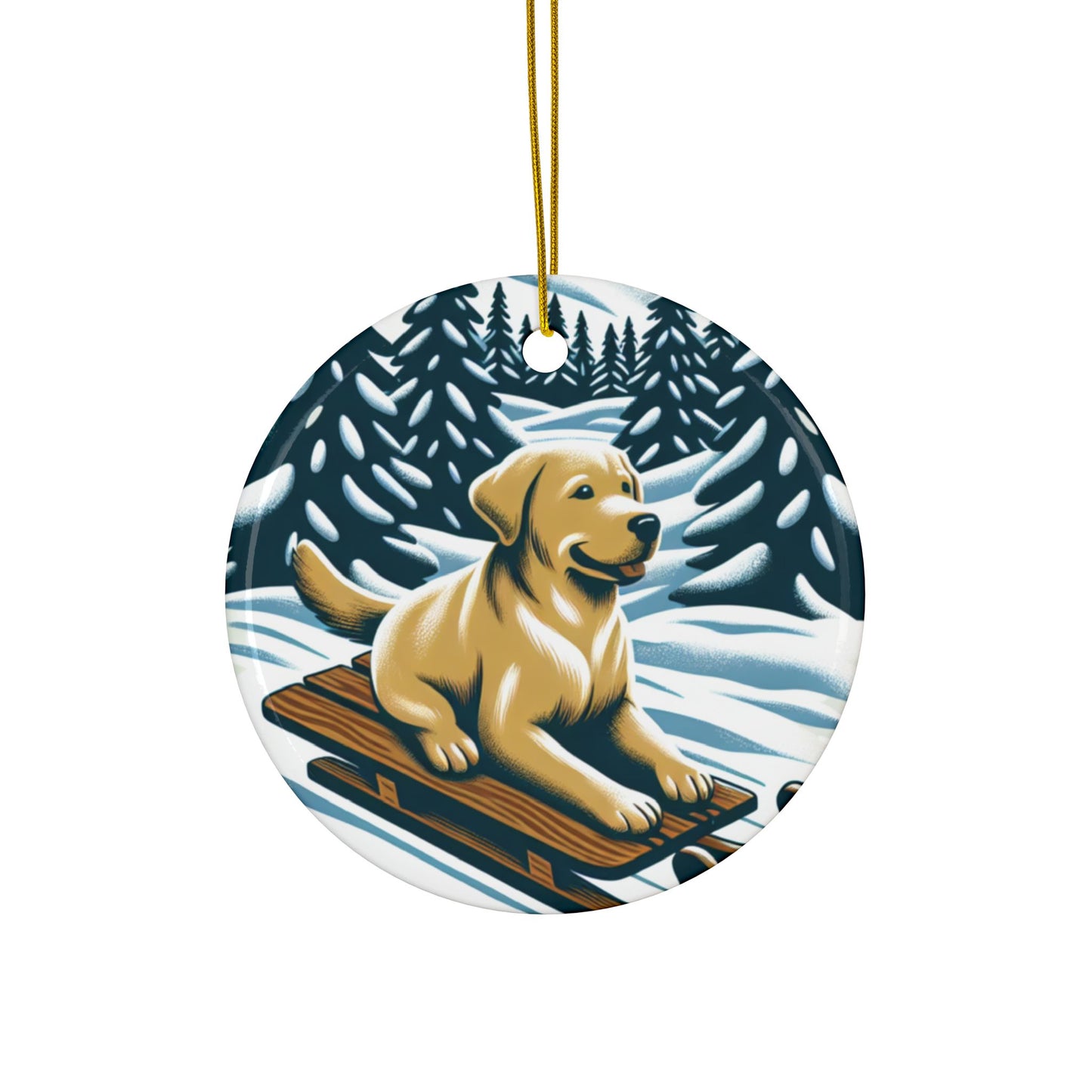 Labrador Christmas, Ceramic Ornaments, 2-Side Print, (1pc, 3pcs, 5pcs, 10pcs)
