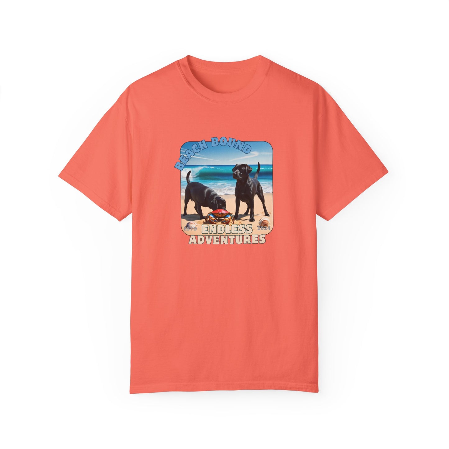 Beach Bound, two labs , Unisex Garment-Dyed T-shirt