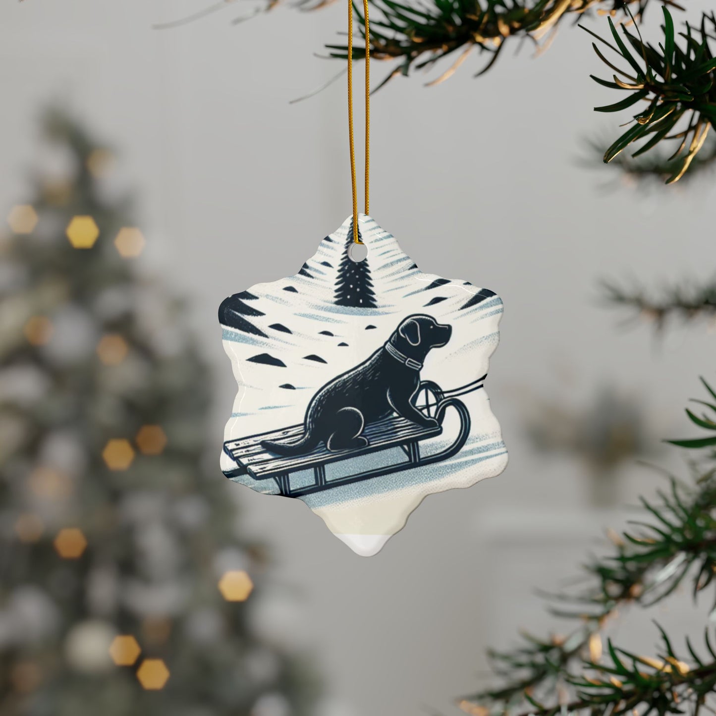 Labrador Christmas, Ceramic Ornaments, 2-Side Print, (1pc, 3pcs, 5pcs, 10pcs)