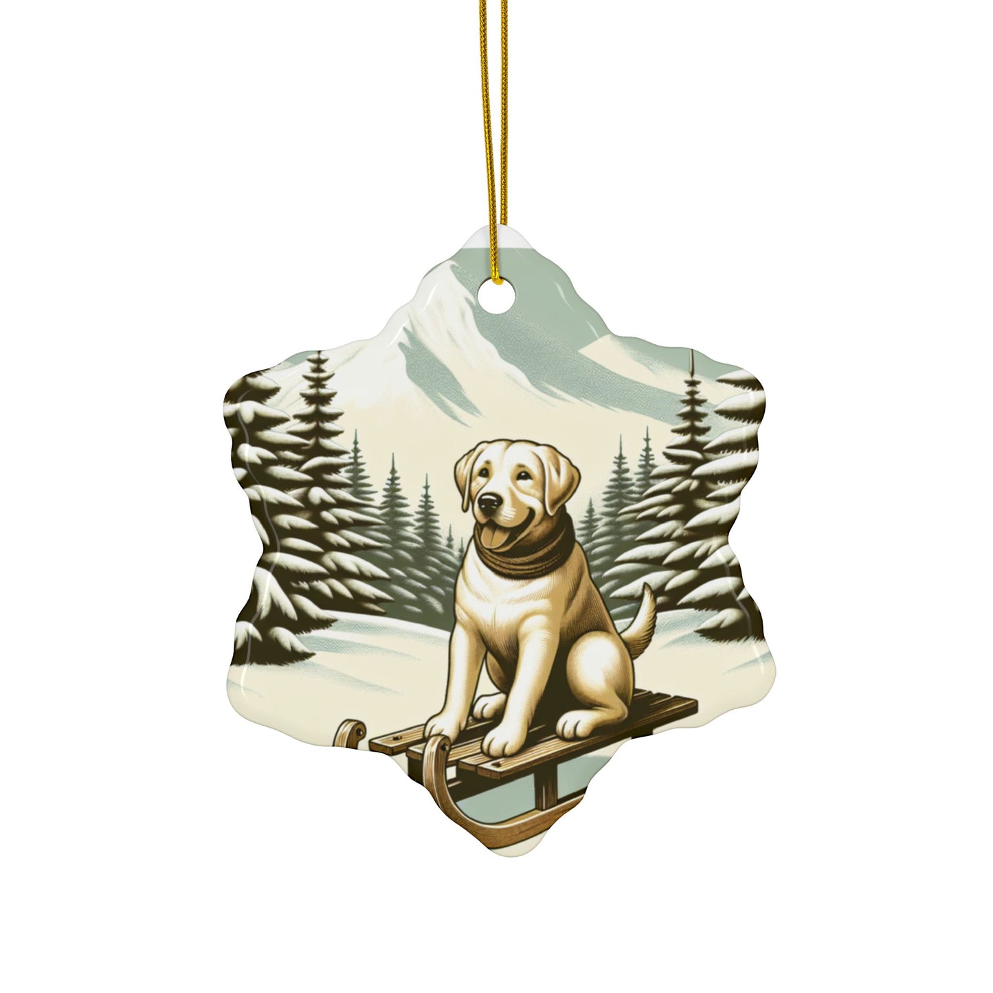 Labrador Christmas, Ceramic Ornaments, 2-Side Print, (1pc, 3pcs, 5pcs, 10pcs)