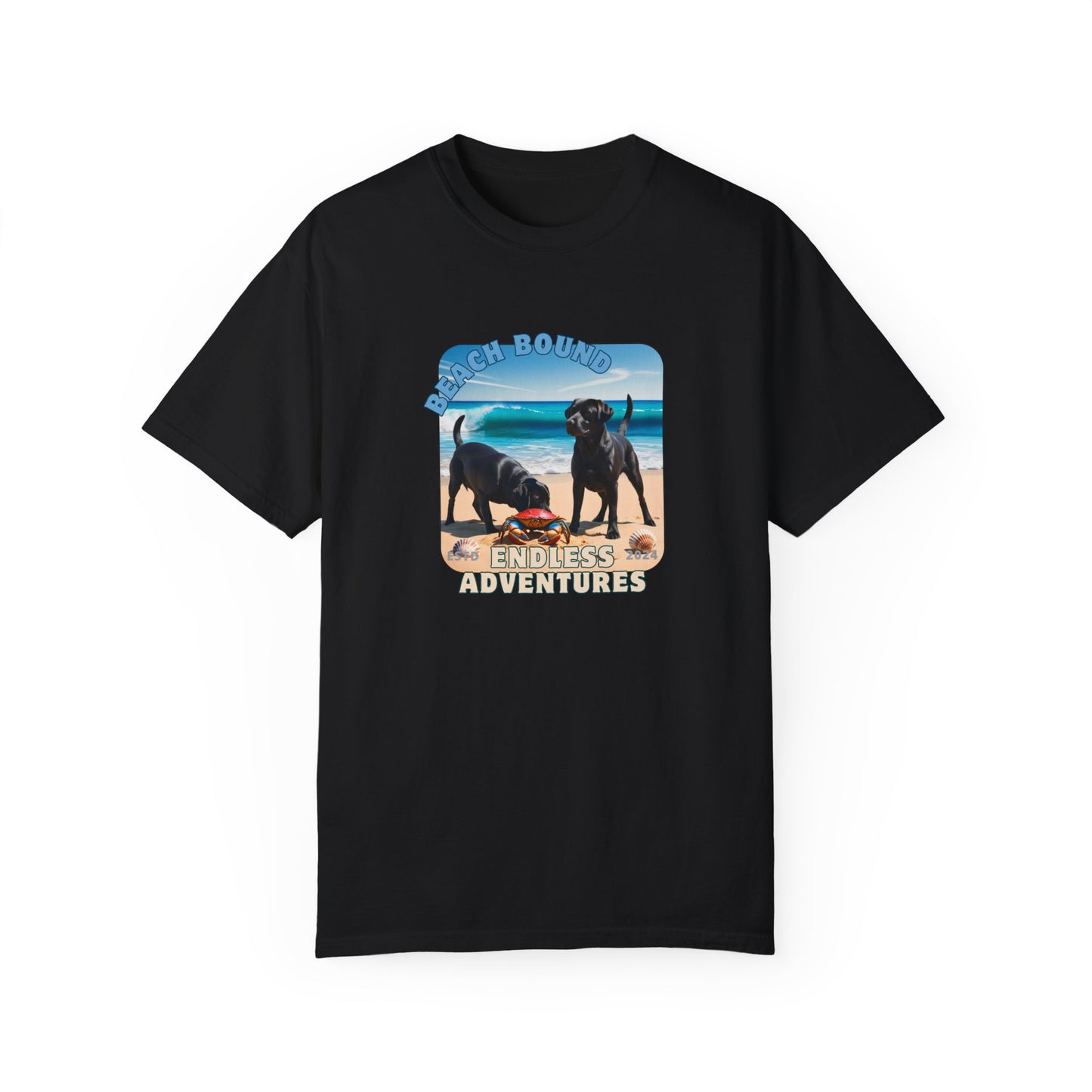 Beach Bound, two labs , Unisex Garment-Dyed T-shirt