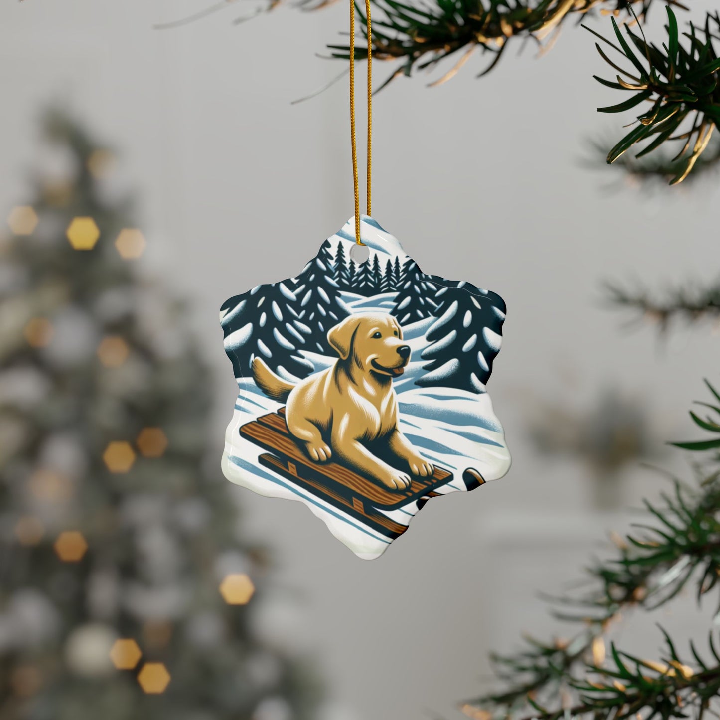 Labrador Christmas, Ceramic Ornaments, 2-Side Print, (1pc, 3pcs, 5pcs, 10pcs)