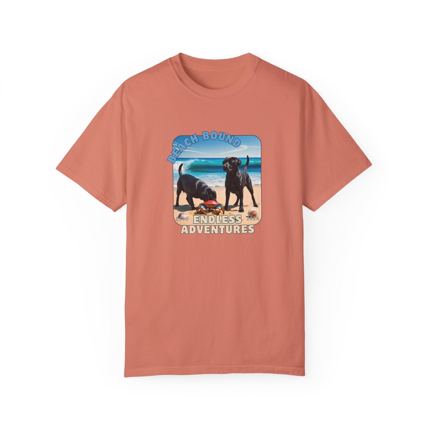Beach Bound, two labs , Unisex Garment-Dyed T-shirt