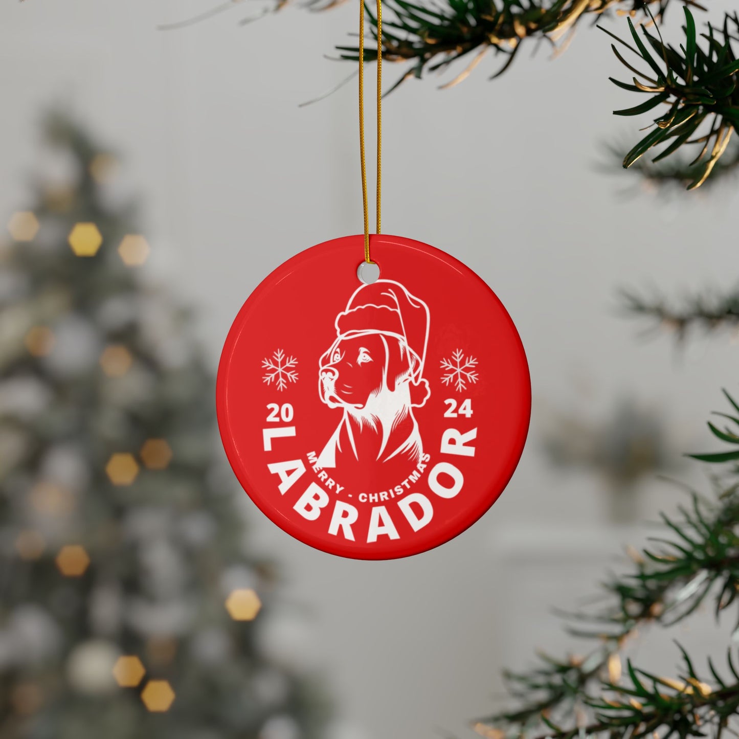 Labrador Christmas Truck, Ceramic Ornaments, 2-Side Print, (1pc, 3pcs, 5pcs, 10pcs)