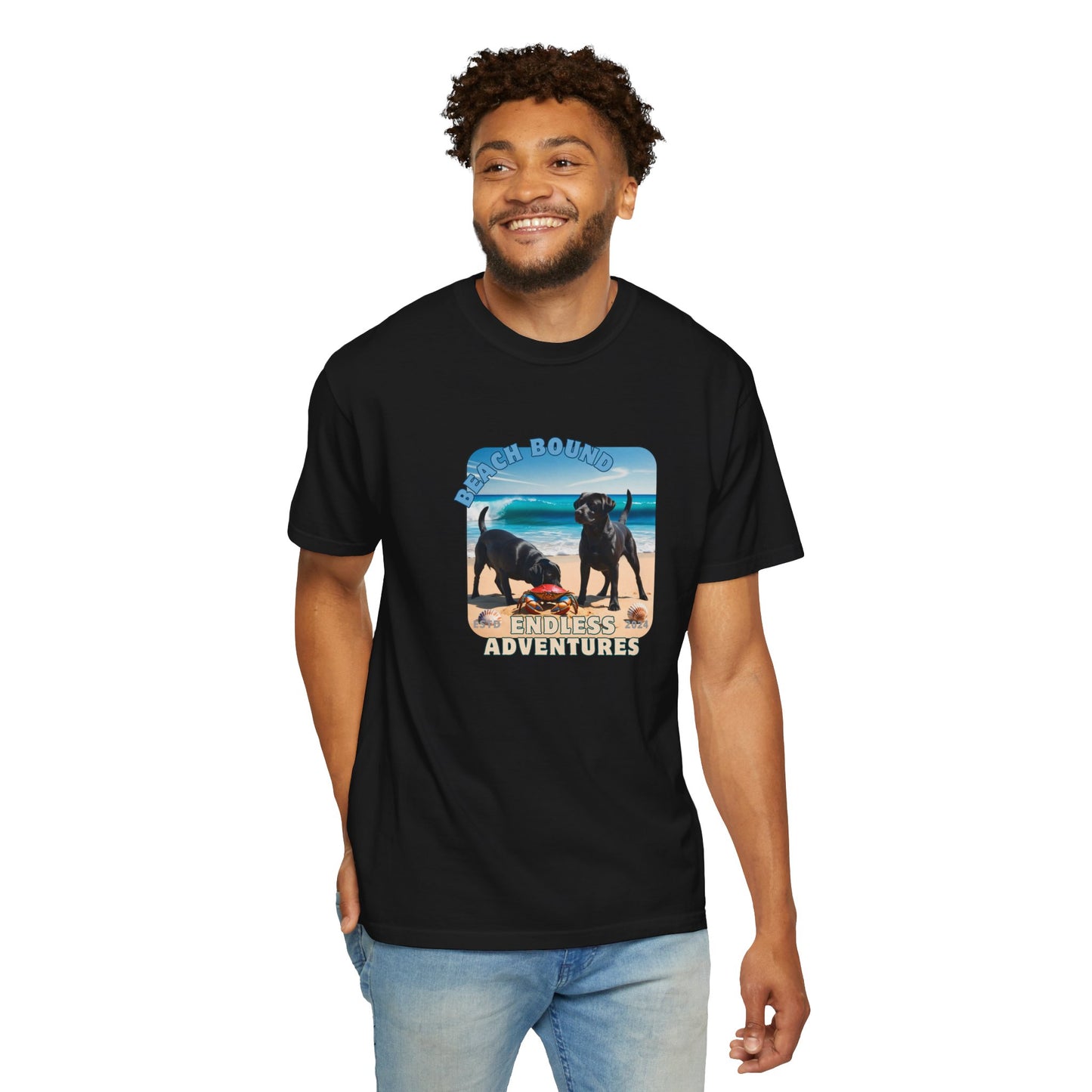 Beach Bound, two labs , Unisex Garment-Dyed T-shirt