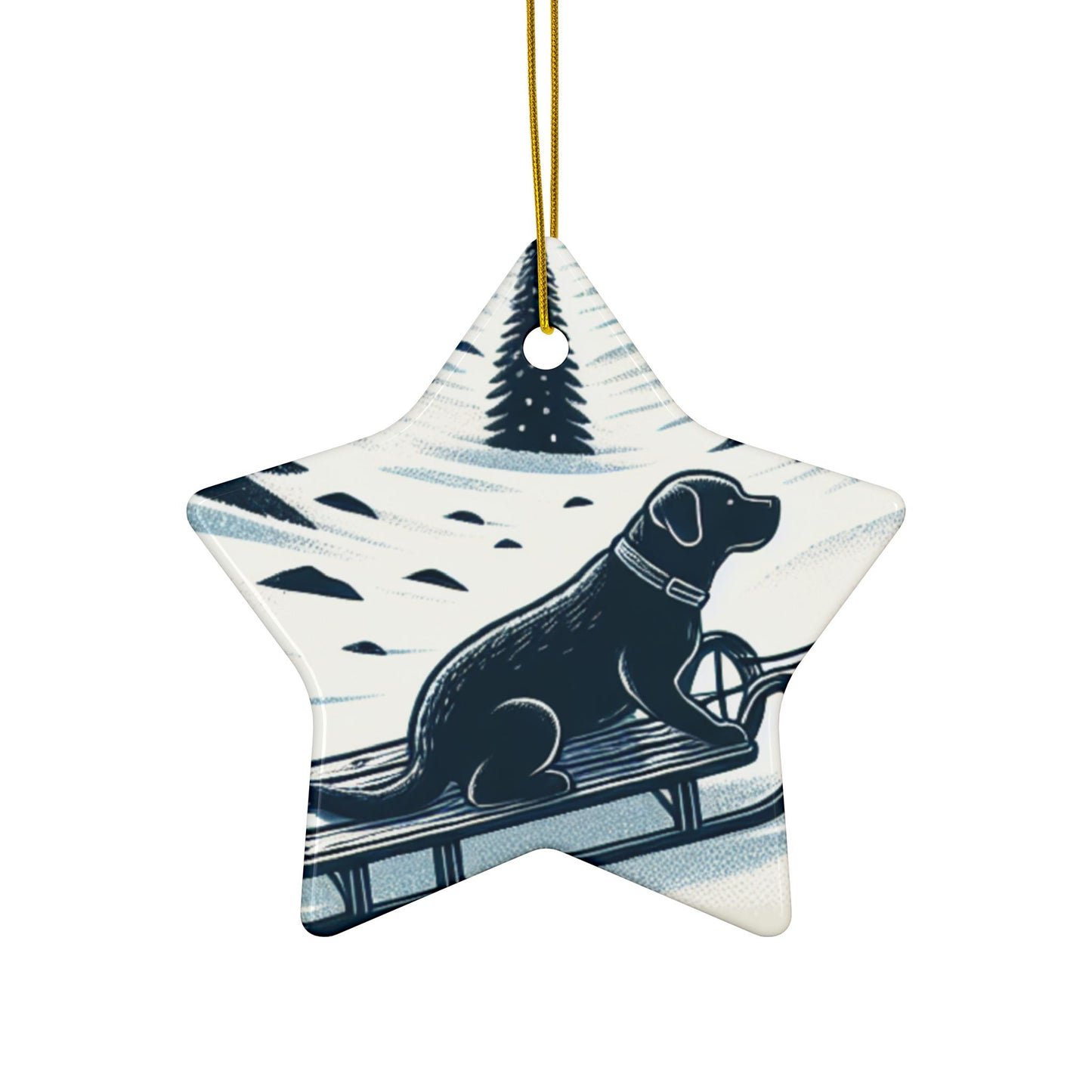 Labrador Christmas, Ceramic Ornaments, 2-Side Print, (1pc, 3pcs, 5pcs, 10pcs)