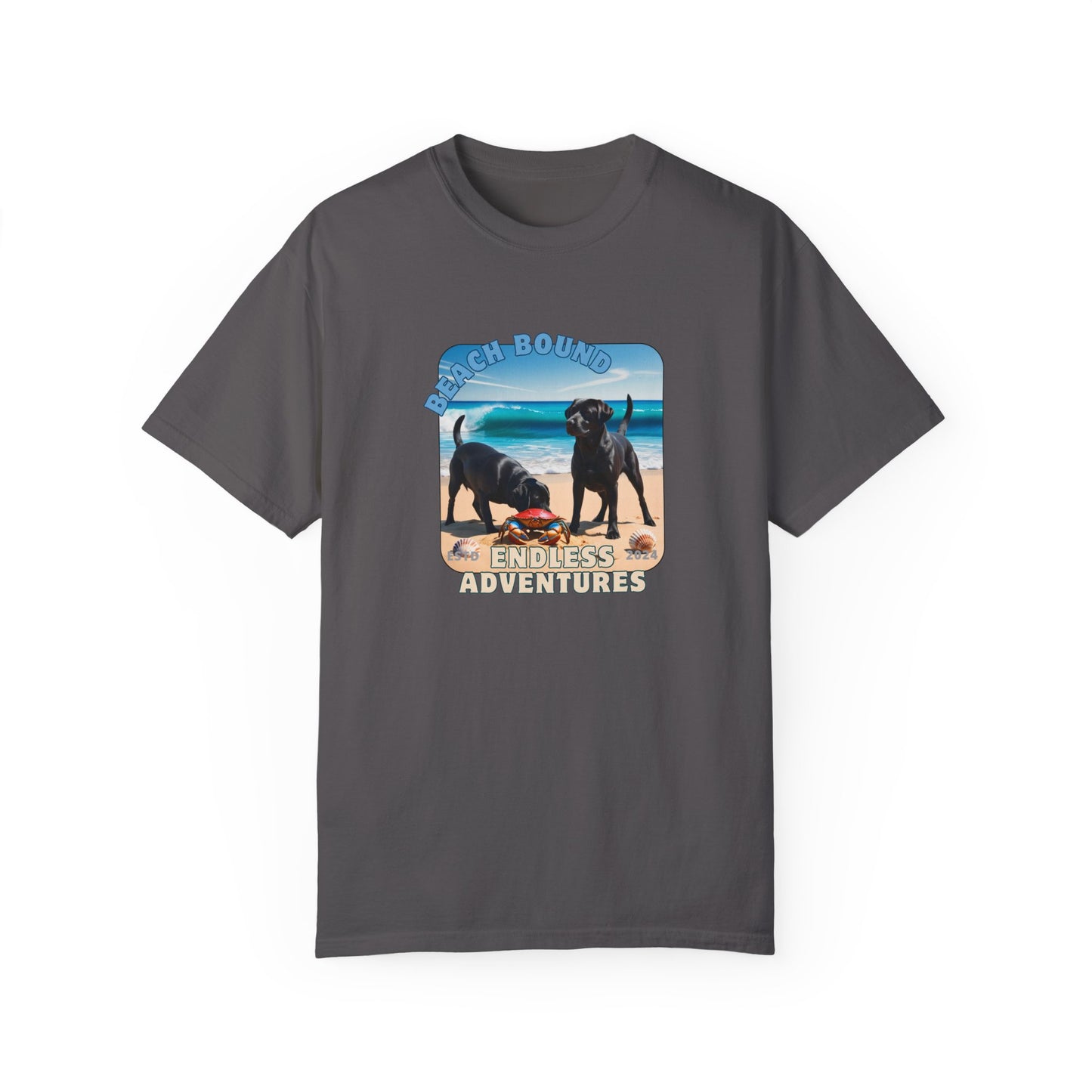 Beach Bound, two labs , Unisex Garment-Dyed T-shirt