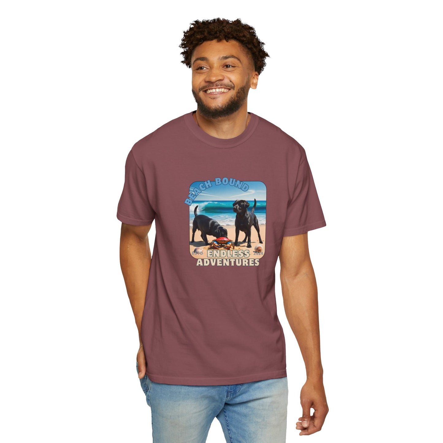 Beach Bound, two labs , Unisex Garment-Dyed T-shirt