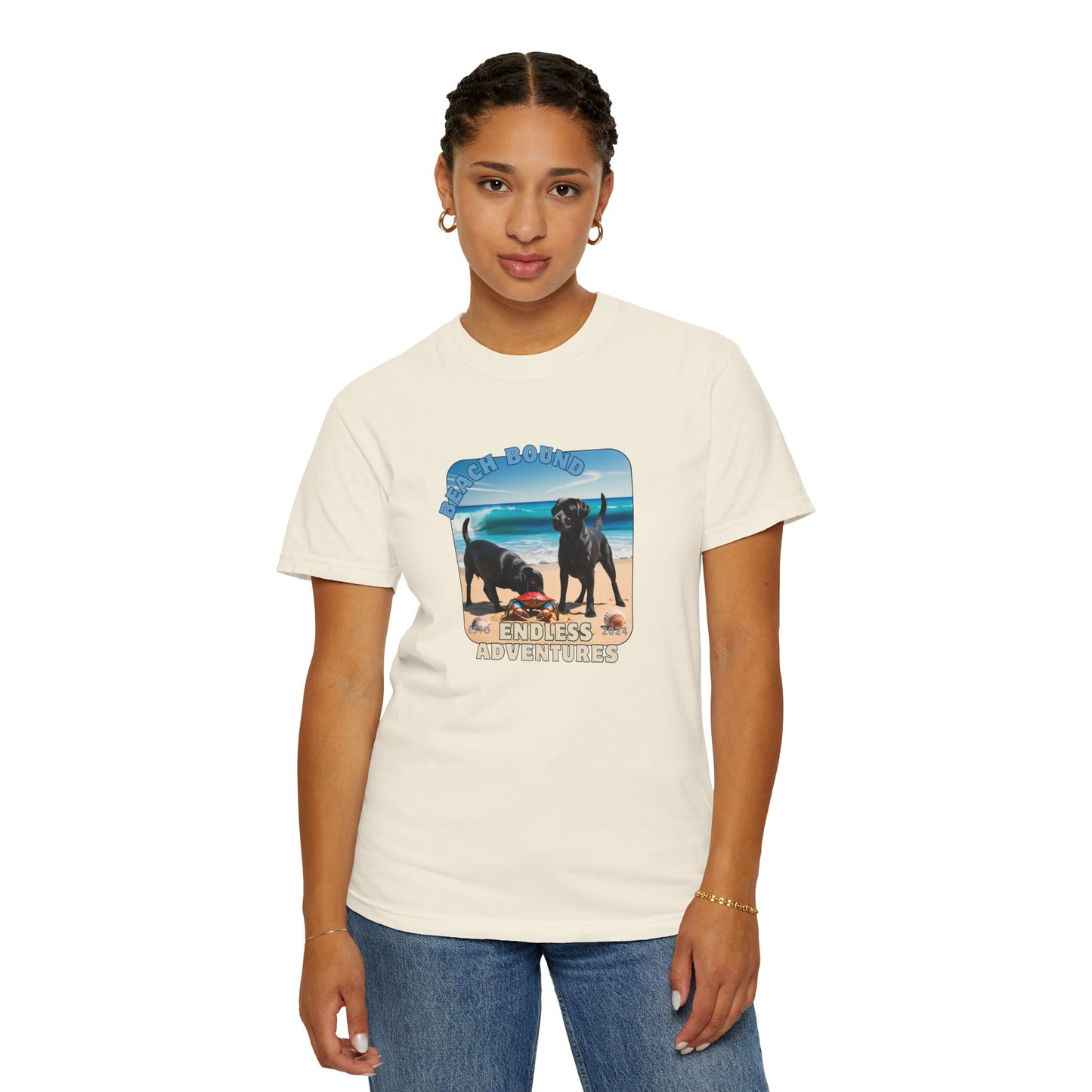 Beach Bound, two labs , Unisex Garment-Dyed T-shirt