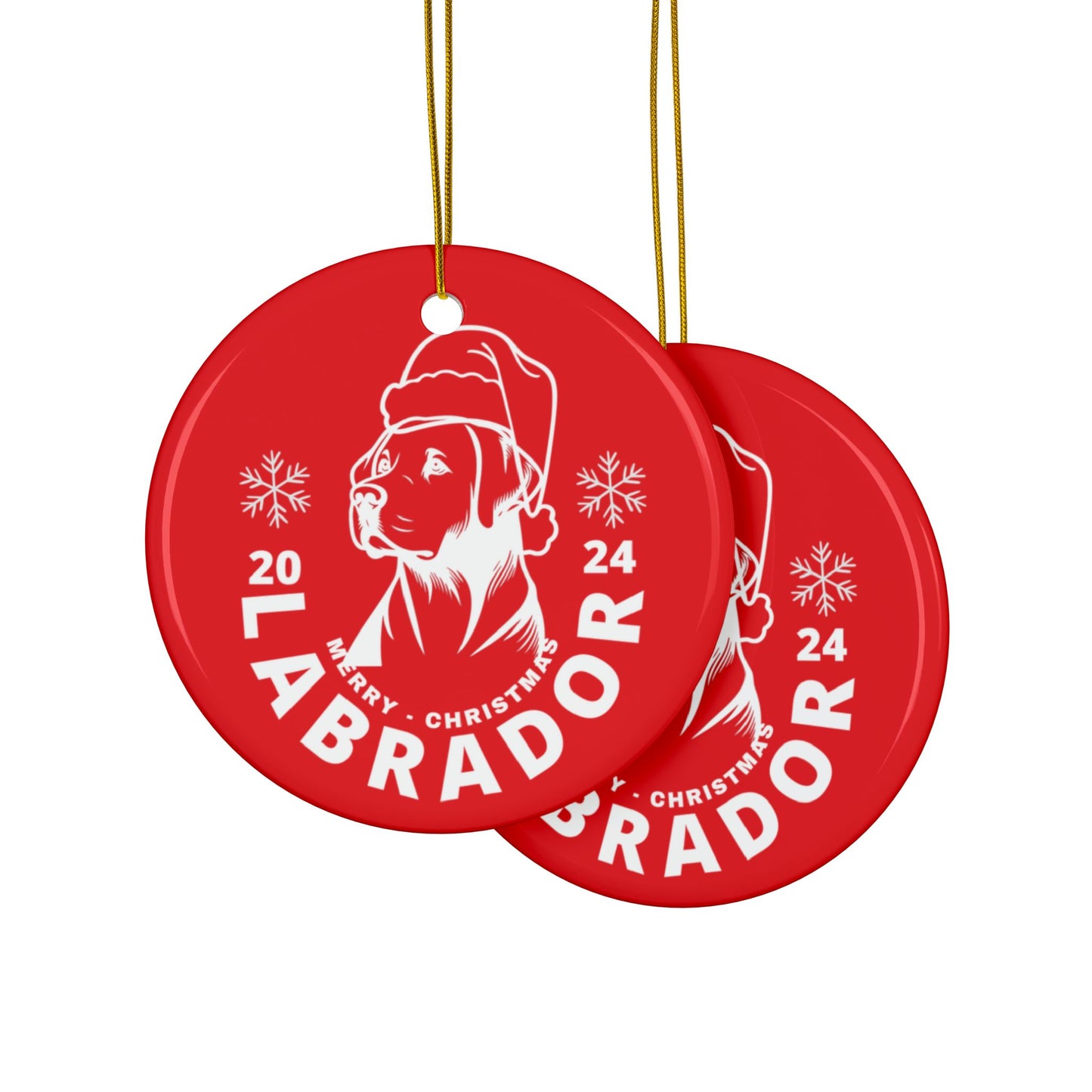 Labrador Christmas Truck, Ceramic Ornaments, 2-Side Print, (1pc, 3pcs, 5pcs, 10pcs)