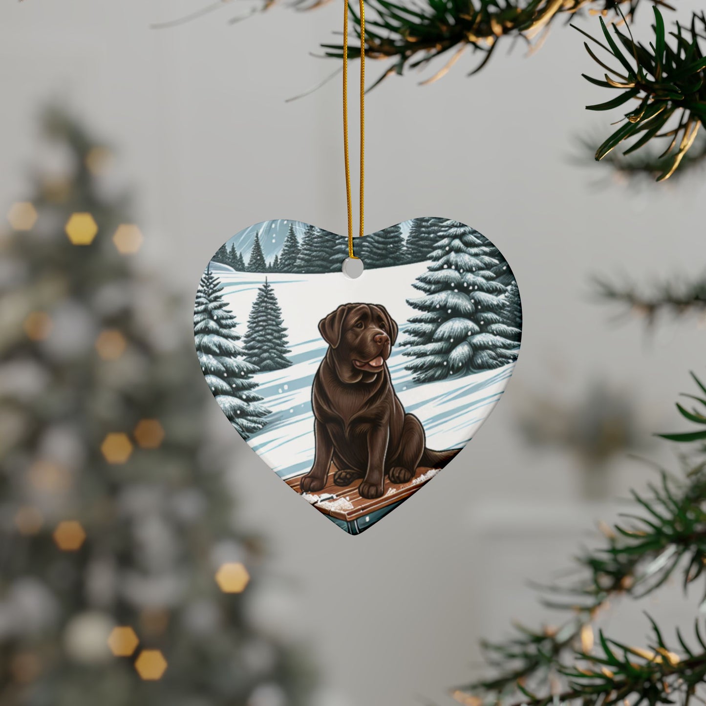 Labrador Christmas, Ceramic Ornaments, 2-Side Print, (1pc, 3pcs, 5pcs, 10pcs)