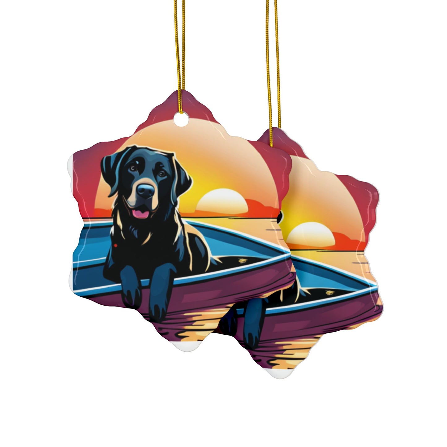 Labrador Christmas Truck, Ceramic Ornaments, 2-Side Print, (1pc, 3pcs, 5pcs, 10pcs)