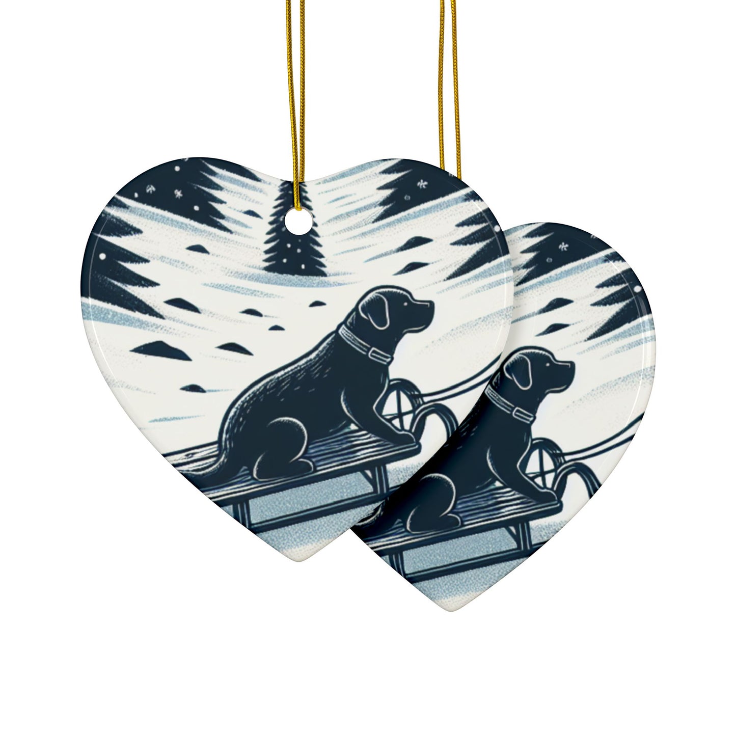 Labrador Christmas, Ceramic Ornaments, 2-Side Print, (1pc, 3pcs, 5pcs, 10pcs)