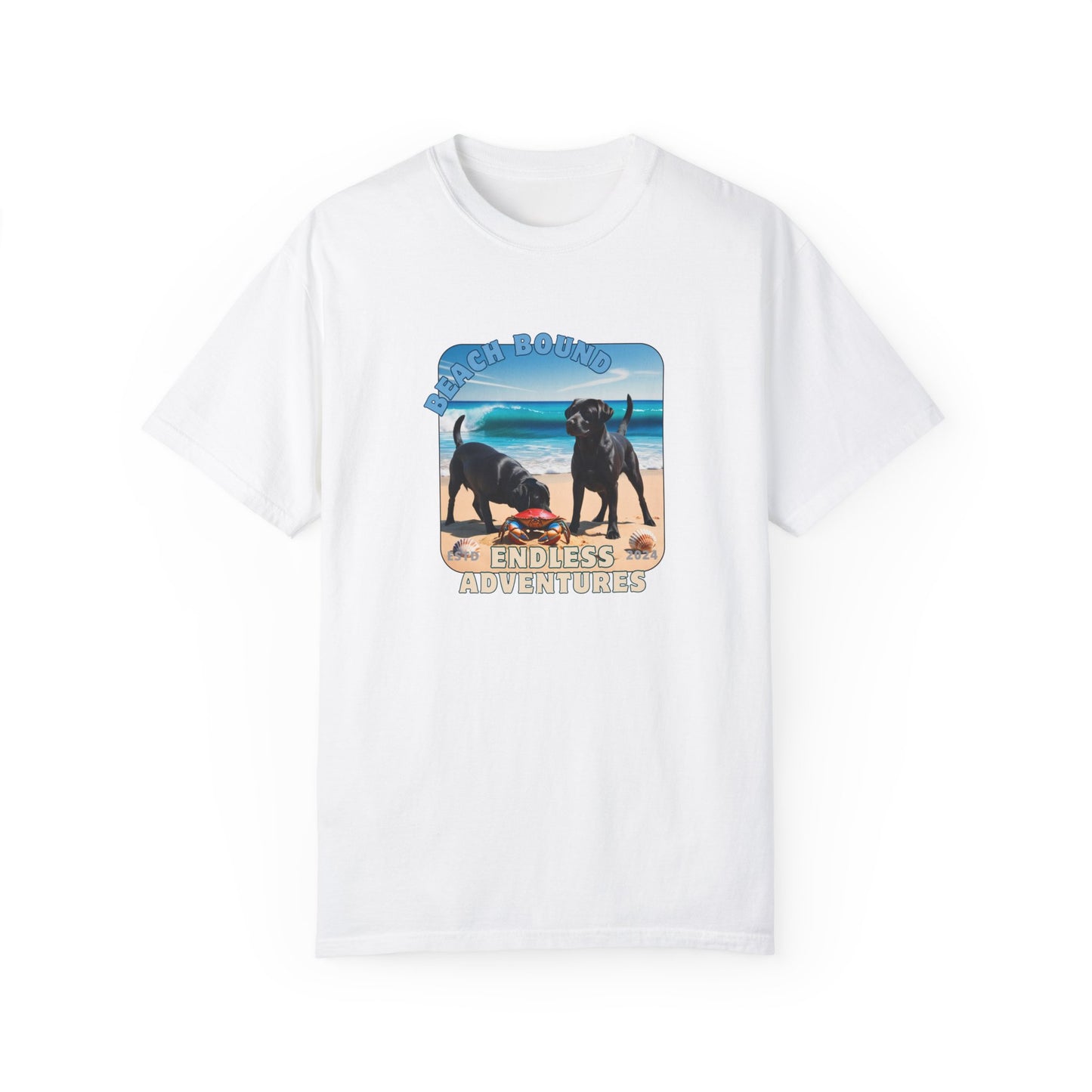 Beach Bound, two labs , Unisex Garment-Dyed T-shirt