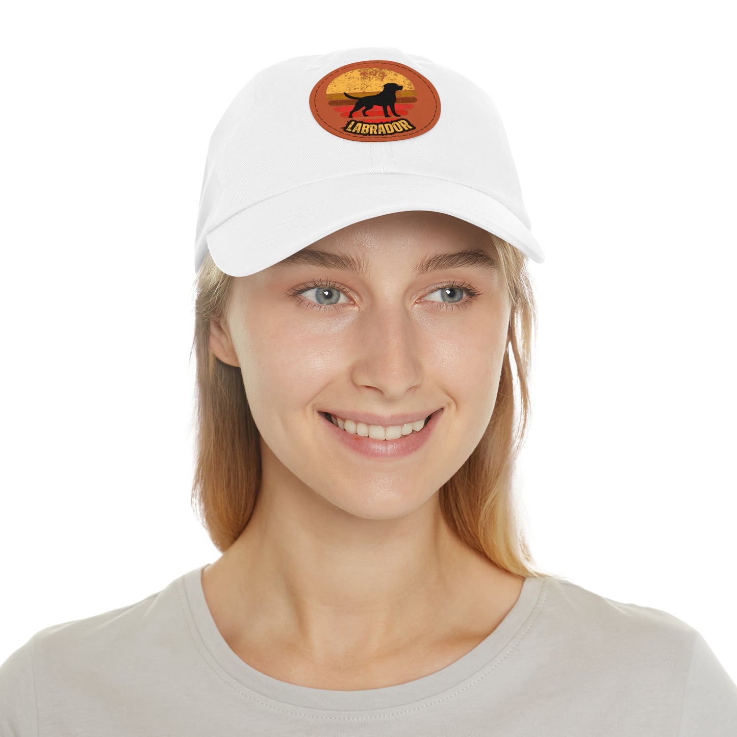 Labrador sunset, Dad Hat with Leather Patch (Round)
