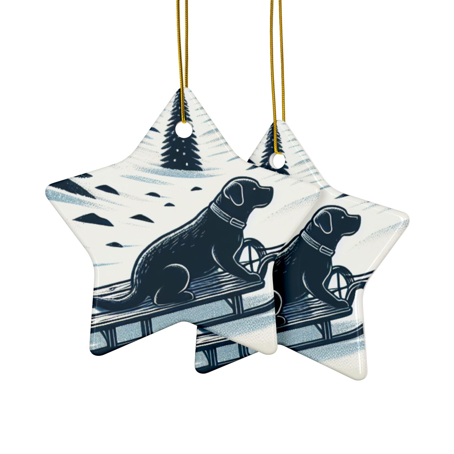 Labrador Christmas, Ceramic Ornaments, 2-Side Print, (1pc, 3pcs, 5pcs, 10pcs)