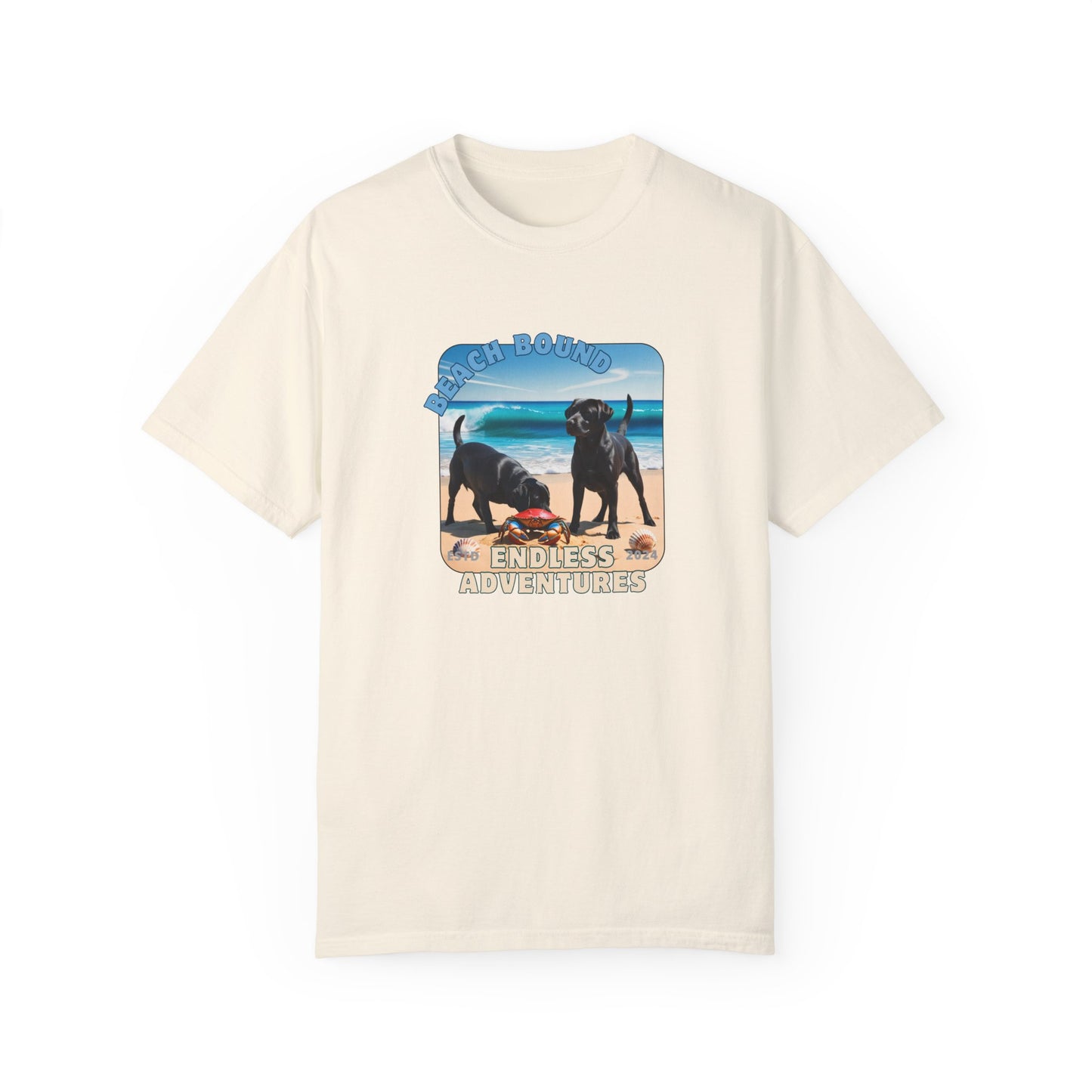 Beach Bound, two labs , Unisex Garment-Dyed T-shirt