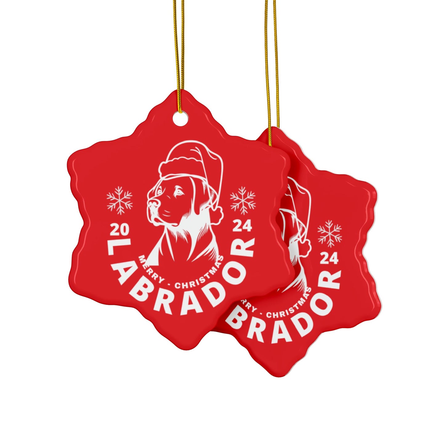 Labrador Christmas Truck, Ceramic Ornaments, 2-Side Print, (1pc, 3pcs, 5pcs, 10pcs)