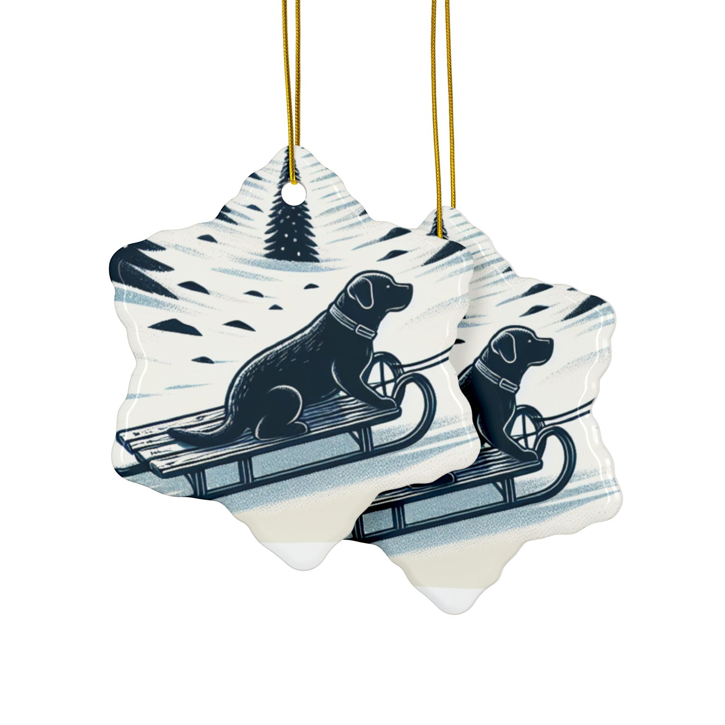 Labrador Christmas, Ceramic Ornaments, 2-Side Print, (1pc, 3pcs, 5pcs, 10pcs)