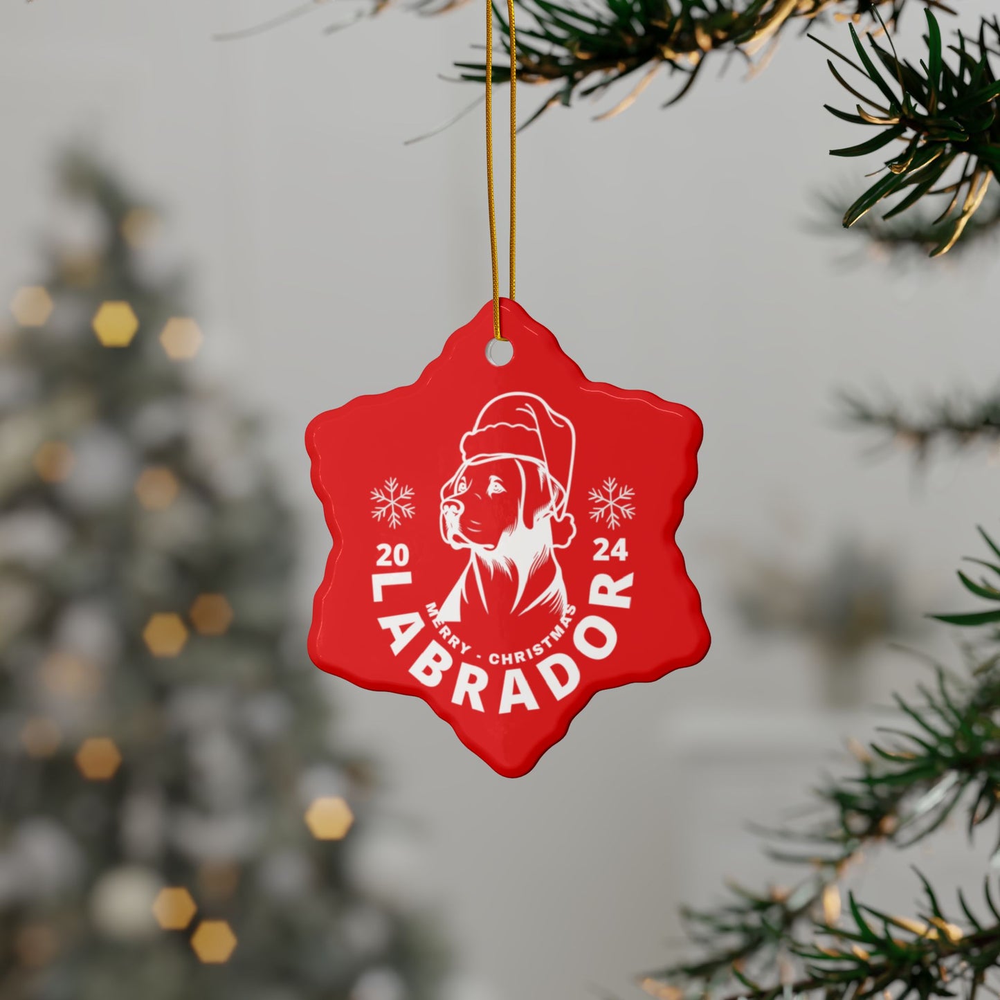 Labrador Christmas Truck, Ceramic Ornaments, 2-Side Print, (1pc, 3pcs, 5pcs, 10pcs)