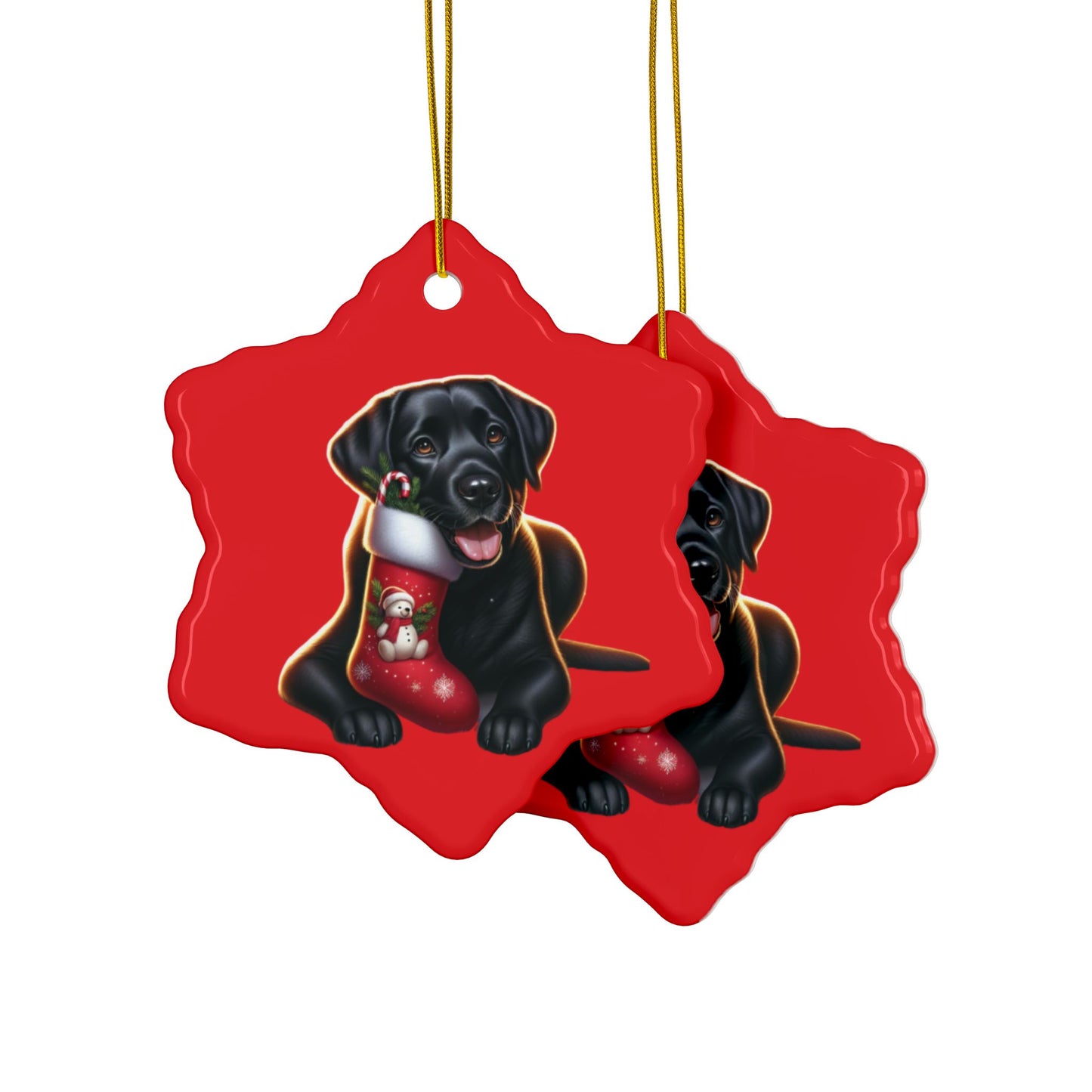 Labrador Christmas, Ceramic Ornaments, 2-Side Print, (1pc, 3pcs, 5pcs, 10pcs)
