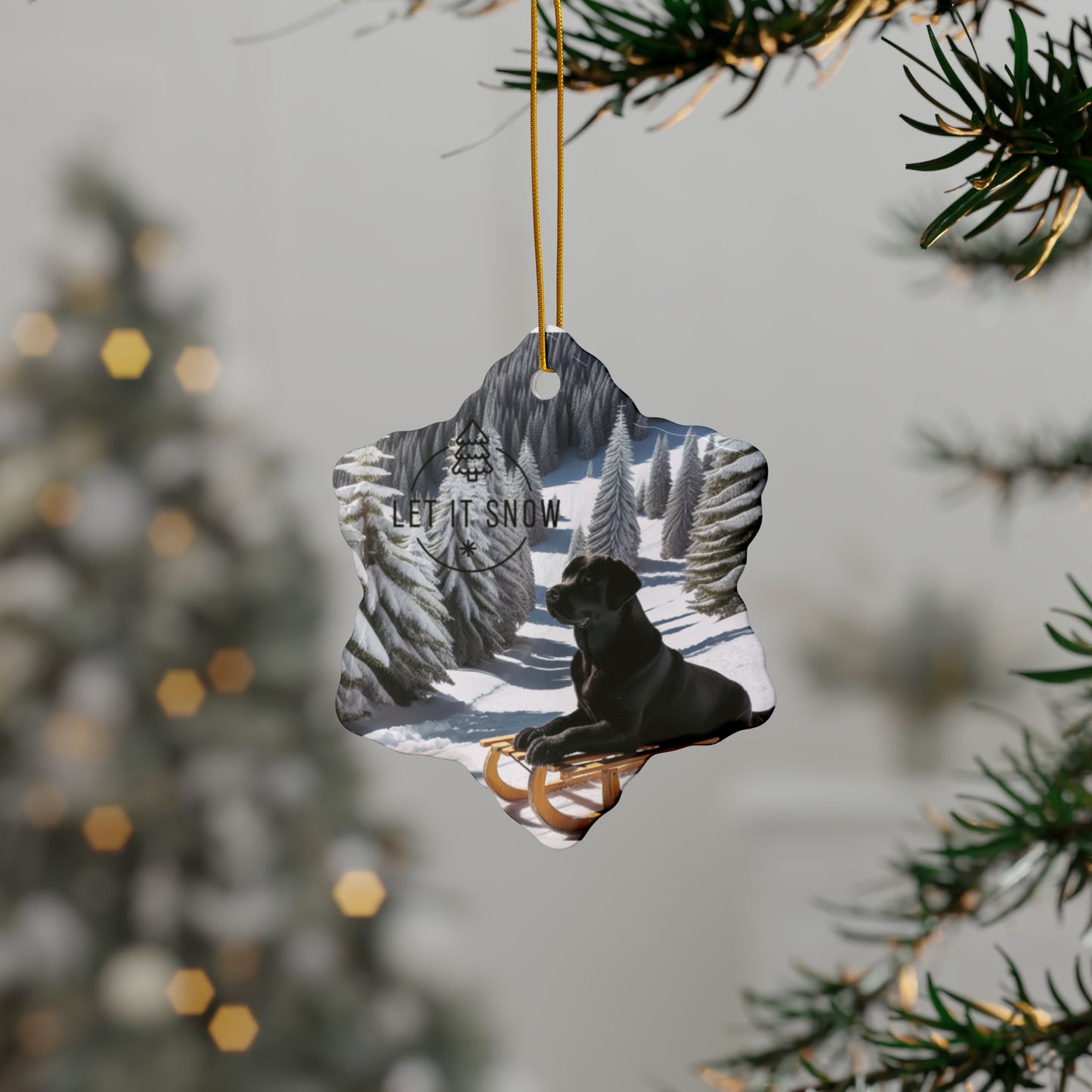 Labrador Christmas, Ceramic Ornaments, 2-Side Print, (1pc, 3pcs, 5pcs, 10pcs)