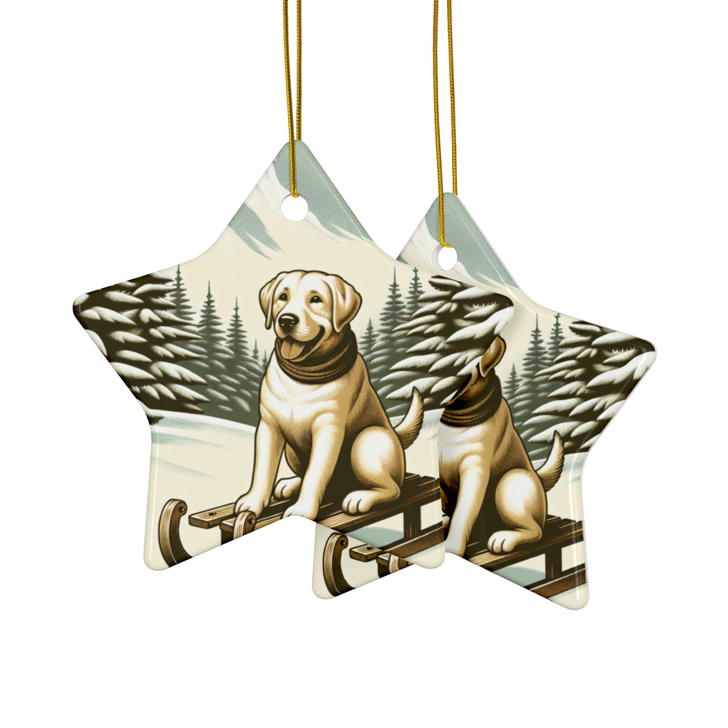 Labrador Christmas, Ceramic Ornaments, 2-Side Print, (1pc, 3pcs, 5pcs, 10pcs)