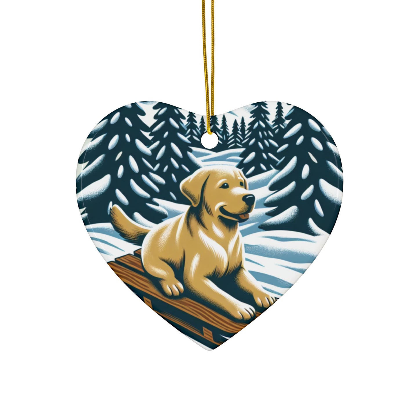 Labrador Christmas, Ceramic Ornaments, 2-Side Print, (1pc, 3pcs, 5pcs, 10pcs)
