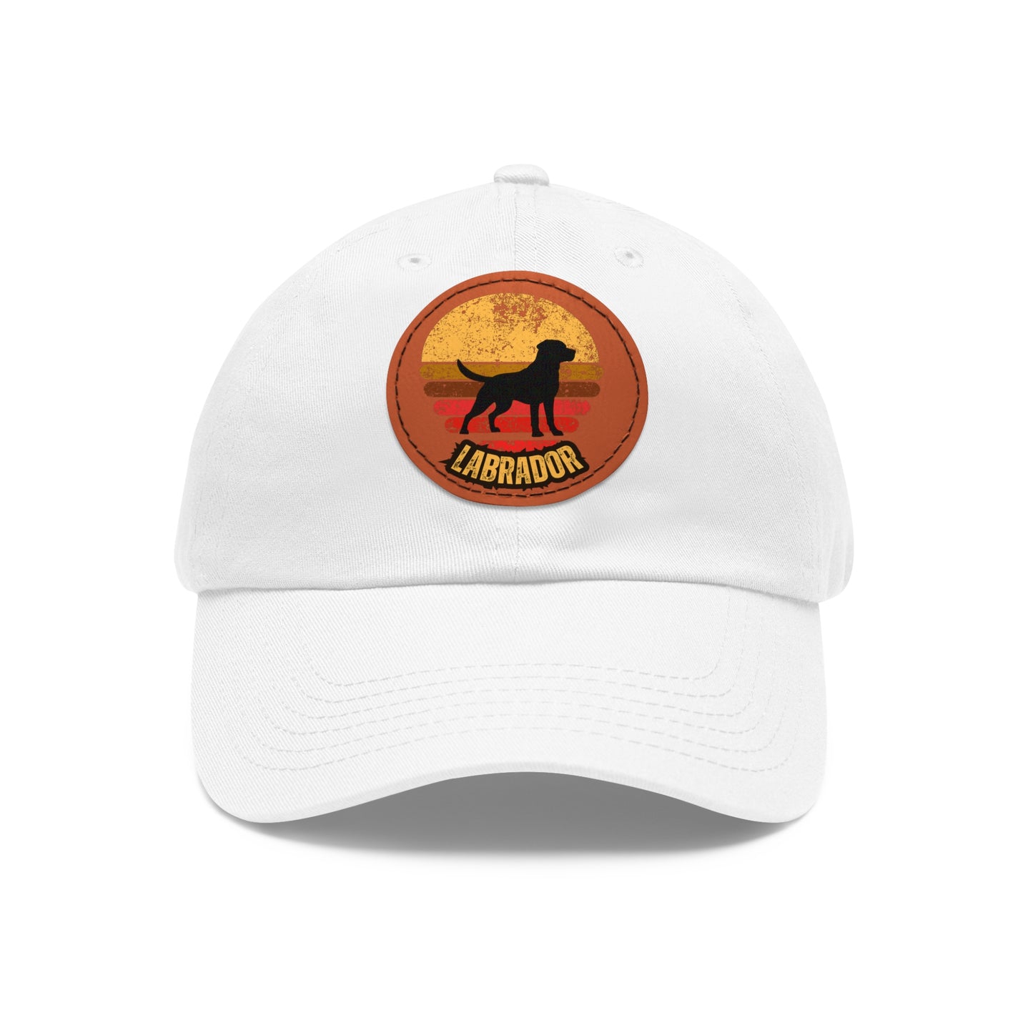 Labrador sunset, Dad Hat with Leather Patch (Round)