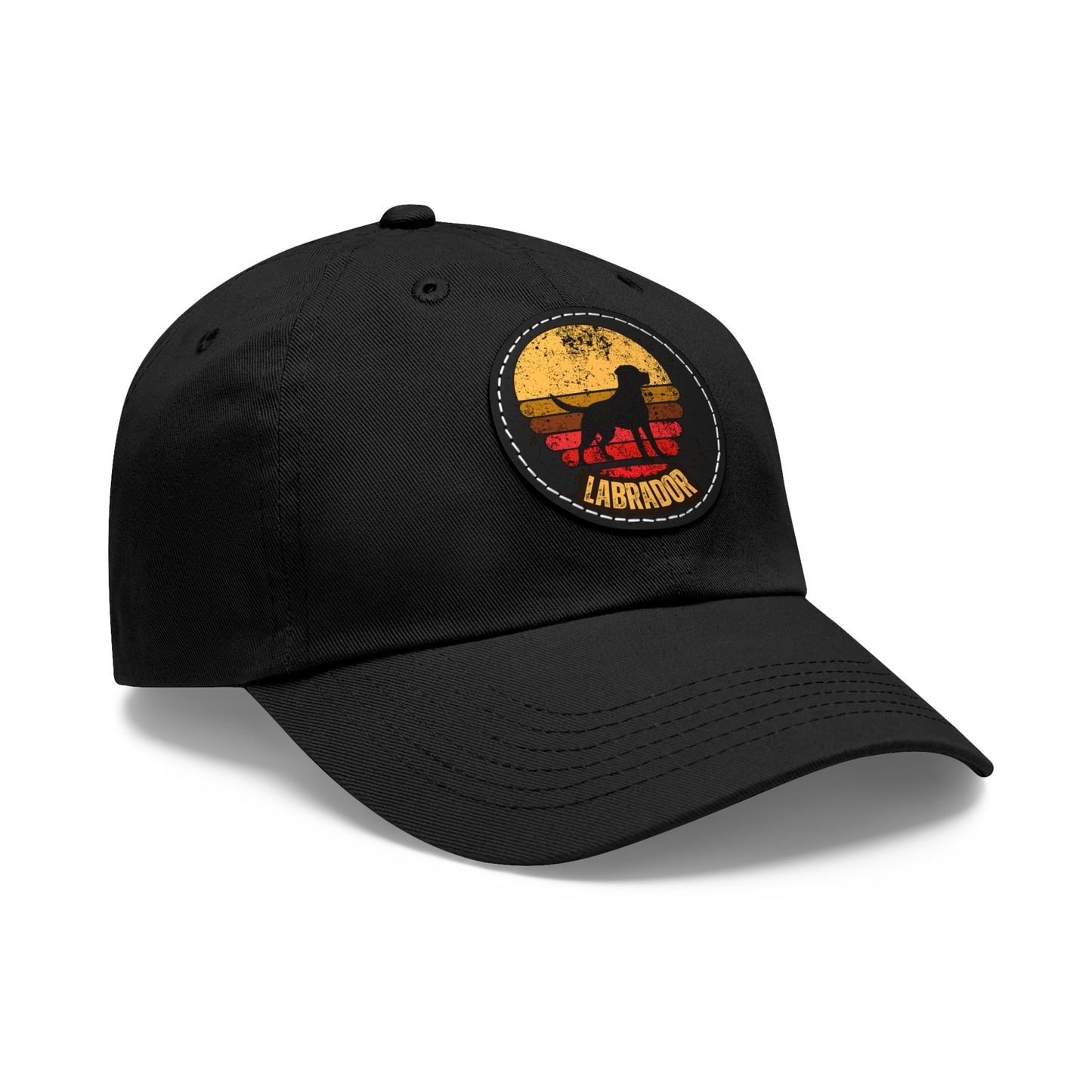 Labrador sunset, Dad Hat with Leather Patch (Round)