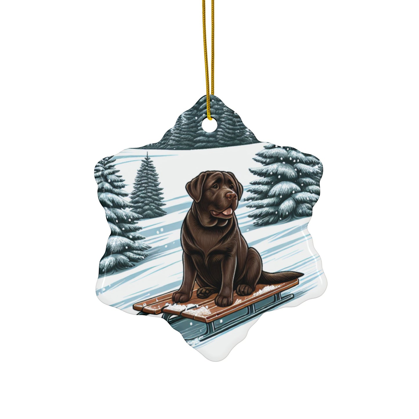 Labrador Christmas, Ceramic Ornaments, 2-Side Print, (1pc, 3pcs, 5pcs, 10pcs)