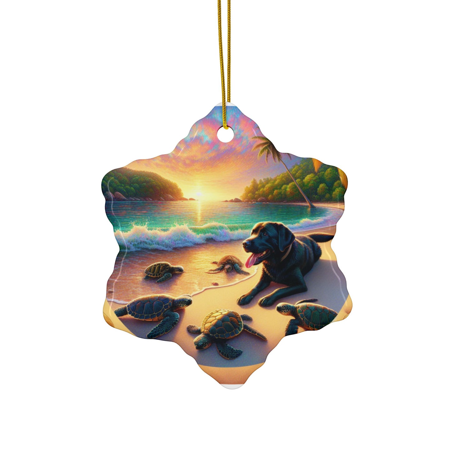 Labrador Christmas, Ceramic Ornaments, 2-Side Print, (1pc, 3pcs, 5pcs, 10pcs)