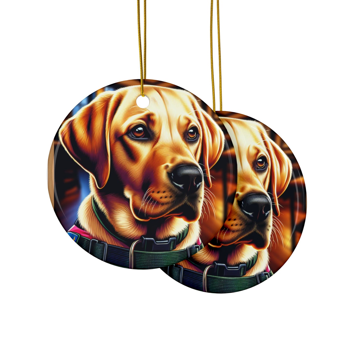 Labrador Christmas, Ceramic Ornaments, 2-Side Print, (1pc, 3pcs, 5pcs, 10pcs)