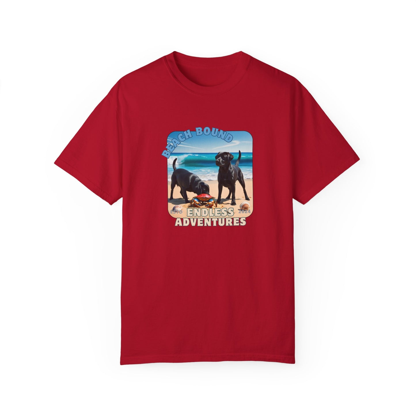 Beach Bound, two labs , Unisex Garment-Dyed T-shirt