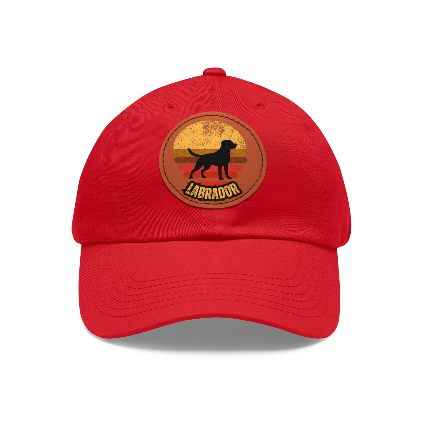 Labrador sunset, Dad Hat with Leather Patch (Round)