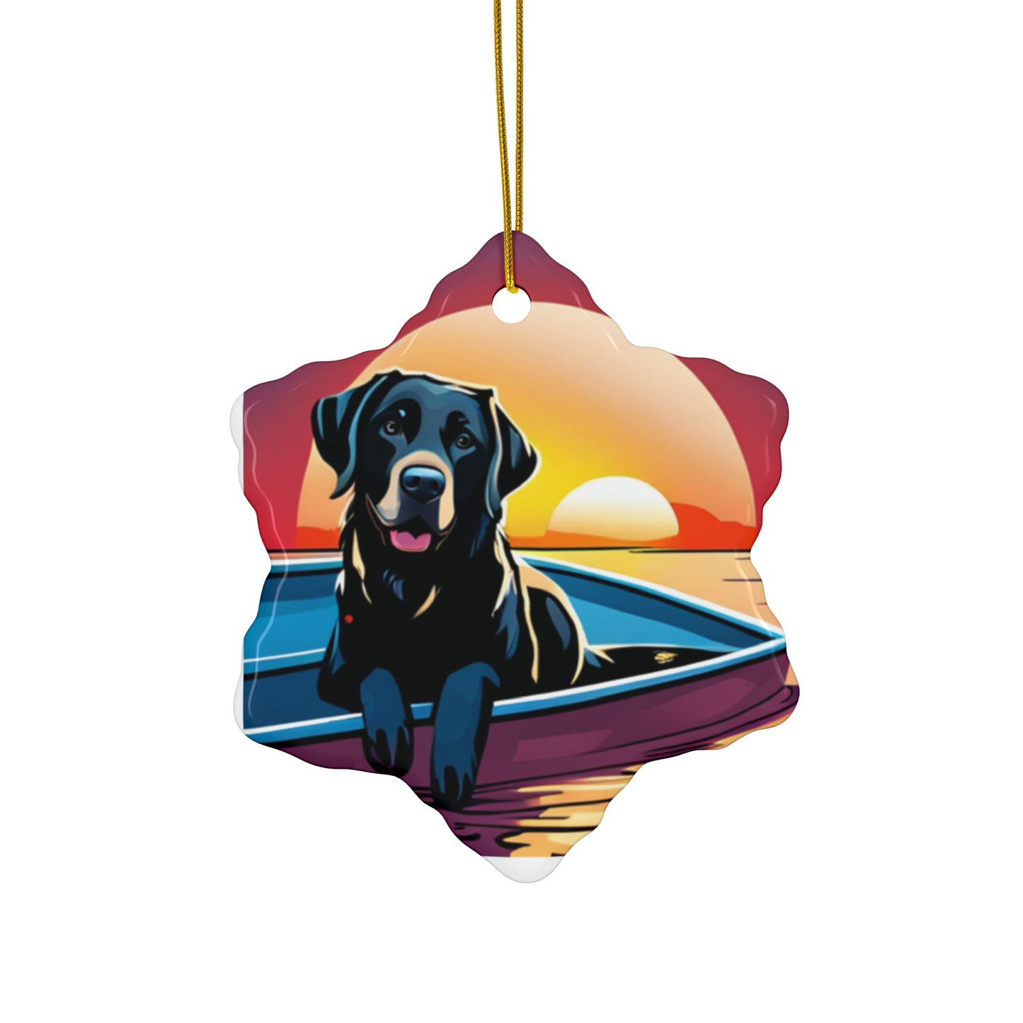 Labrador Christmas Truck, Ceramic Ornaments, 2-Side Print, (1pc, 3pcs, 5pcs, 10pcs)