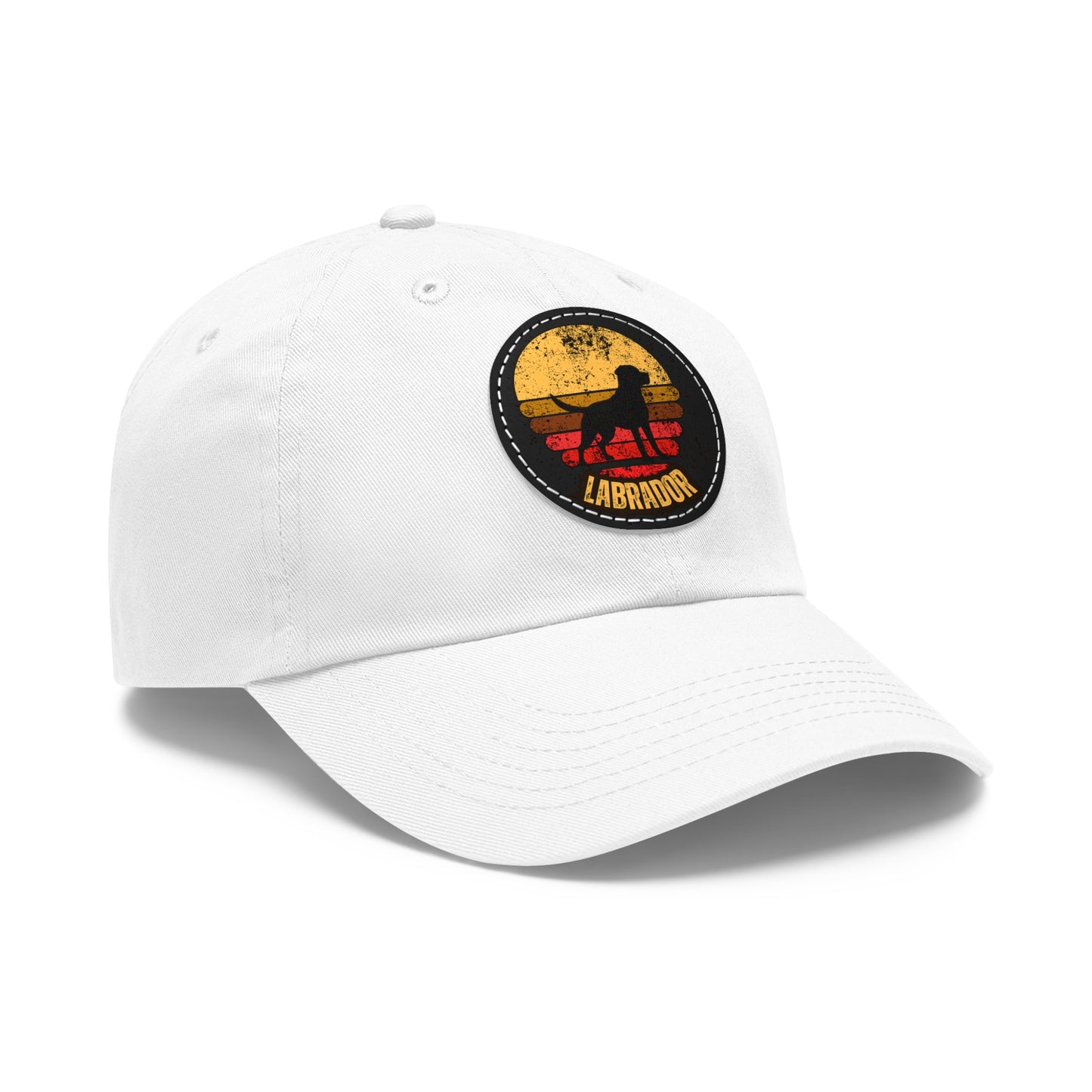 Labrador sunset, Dad Hat with Leather Patch (Round)