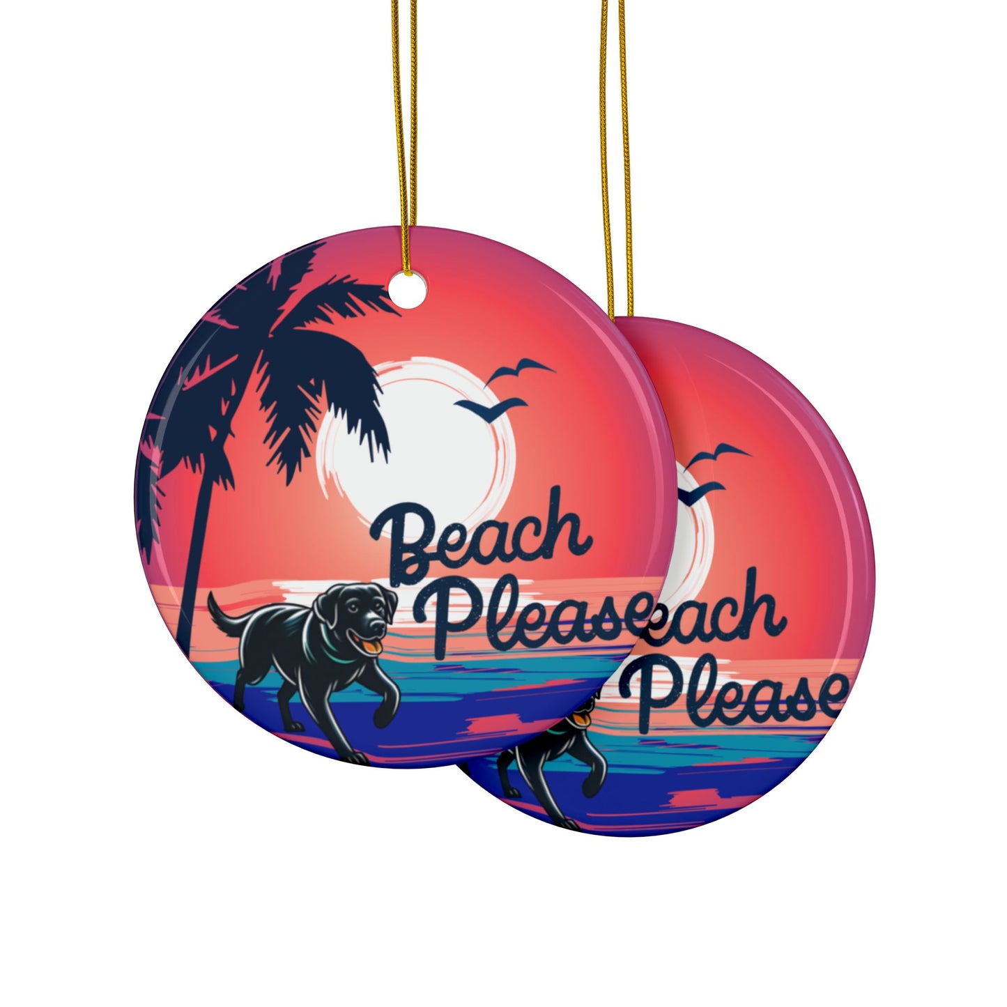 Beach Please, Ceramic Ornaments, 2-Side Print, (1pc, 3pcs, 5pcs, 10pcs)