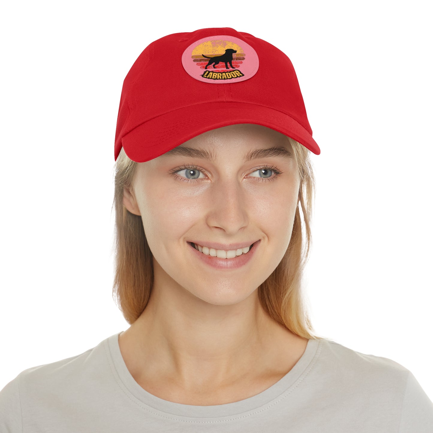 Labrador sunset, Dad Hat with Leather Patch (Round)
