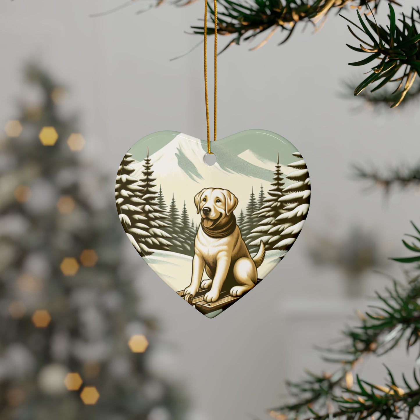 Labrador Christmas, Ceramic Ornaments, 2-Side Print, (1pc, 3pcs, 5pcs, 10pcs)