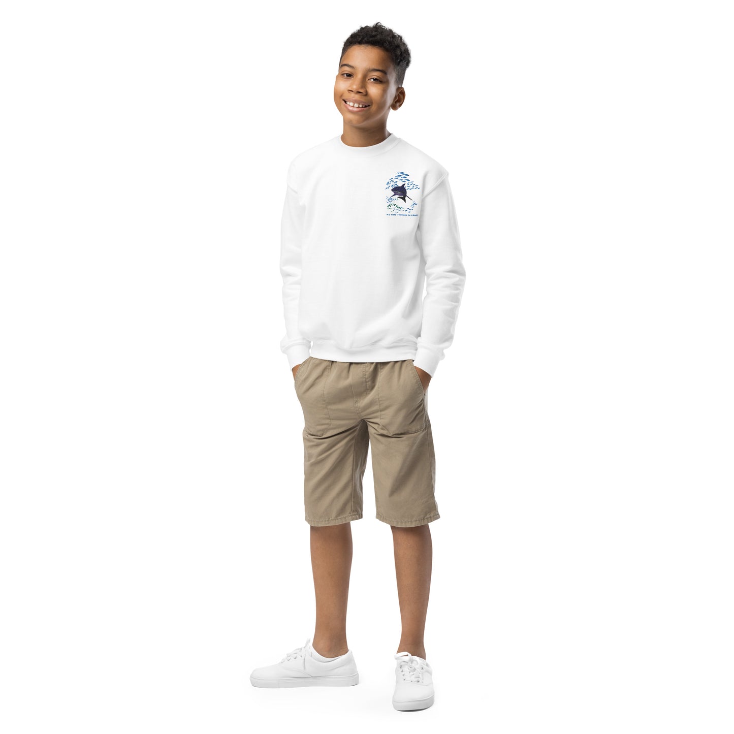 In a world of menace be a shark Youth crewneck sweatshirt