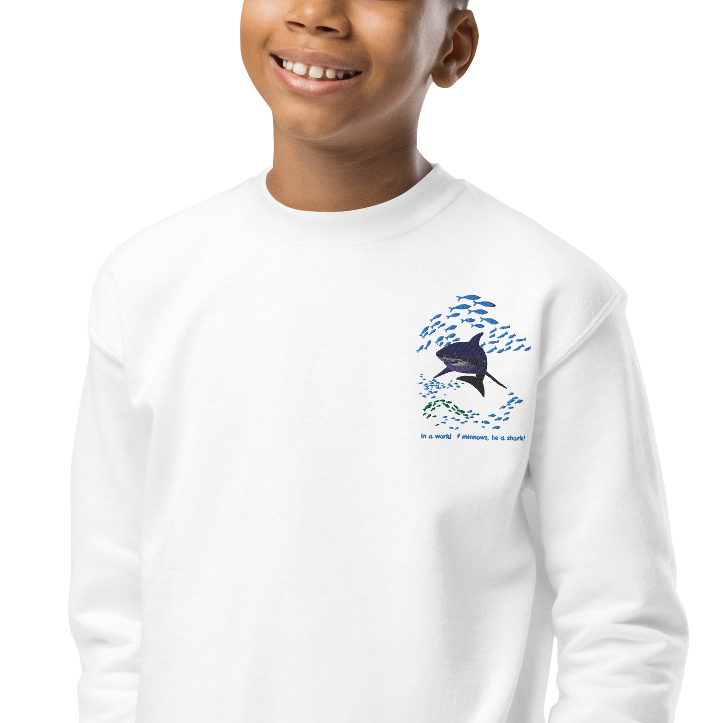 In a world of menace be a shark Youth crewneck sweatshirt